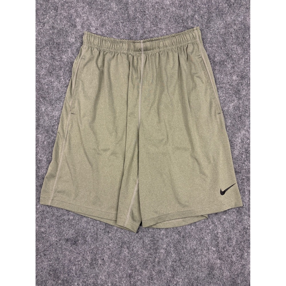 Nike Dri-FIT Mens Athletic Shorts Olive Green Heather Large Pockets Workout Gym